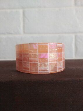 Machete retro curved orange and pink iridescent pony tail hair band cuff